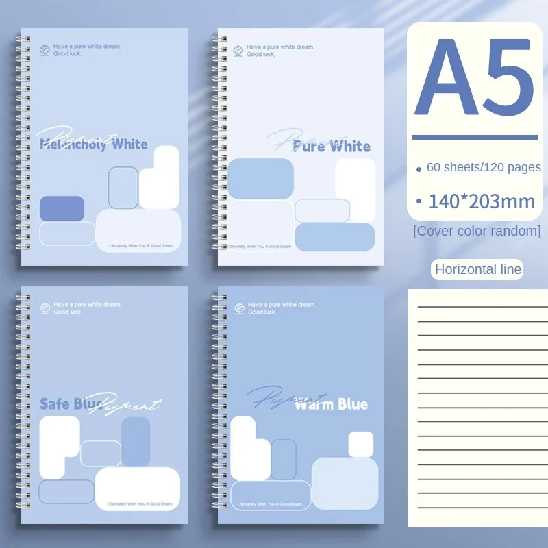 A5 Coil Notebook Simple Blue Notebook Cute Coil Notebook Big Book notebooks for students