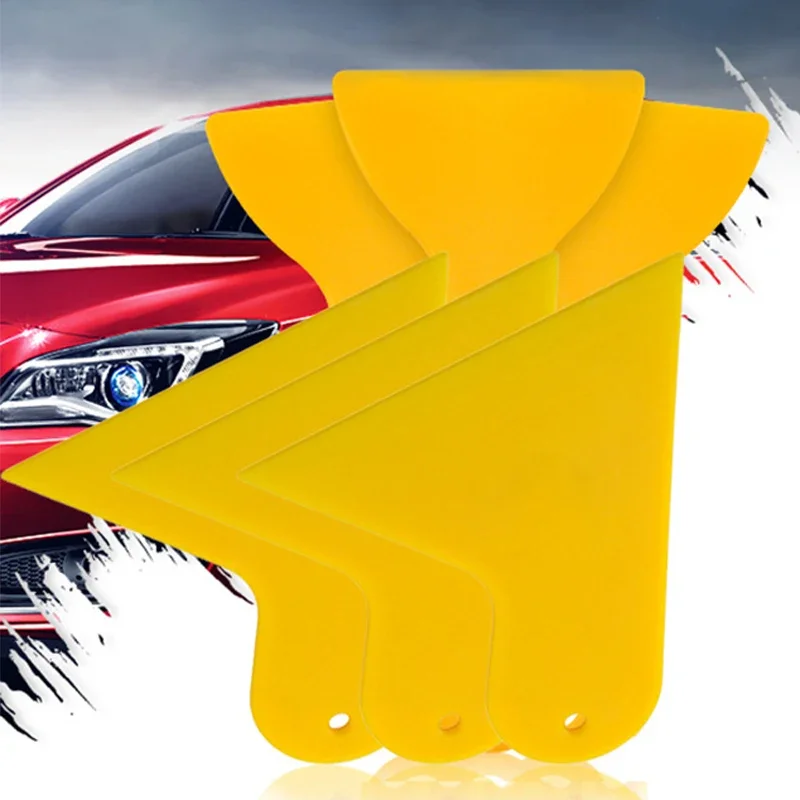 10pcs Mini Car Film Wrap Scraper Tools Yellow Hard Sticker Smoothing Triangle Squeegee Car Window Vinyl Wrap Film Tools