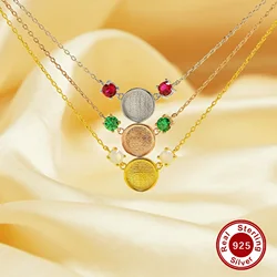 Keepsake Mother Milk Resin Round Bezel Birthstone Pendant Necklace Settings,Solid 925 Sterling Silver Necklace 16''+2'' 1411378