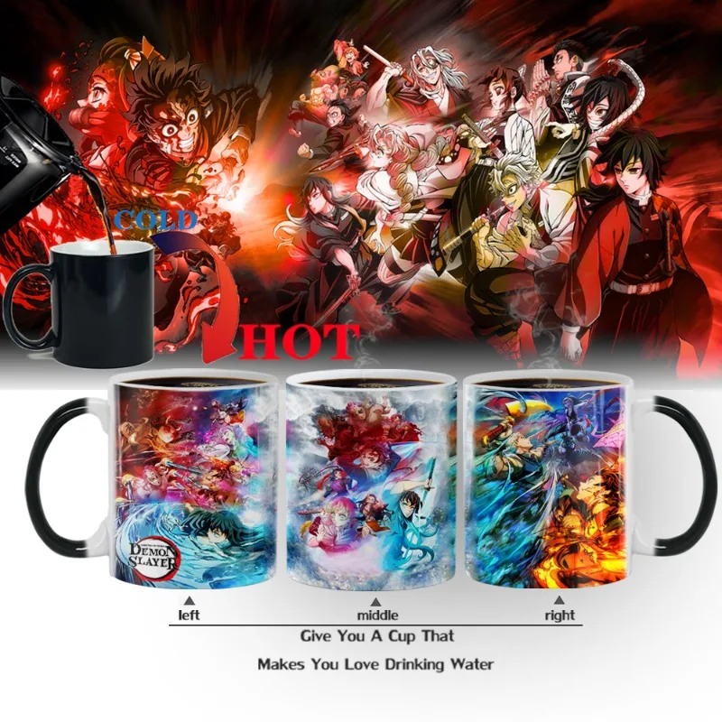 

Anime Demon Slayers New Color Changing Mug Ceramic Thermal Magic Coffee Water Cup Fun Gift Daily Necessities Size 301-400ml