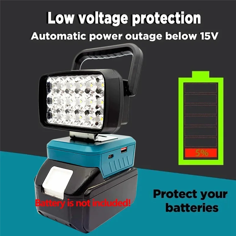 

ABLN-18 Beads Portable Lanterns Spotlight Torch LED Work Light Lamp For 18V Li- Battery BL1830 BL1840 BL1815 BL1845