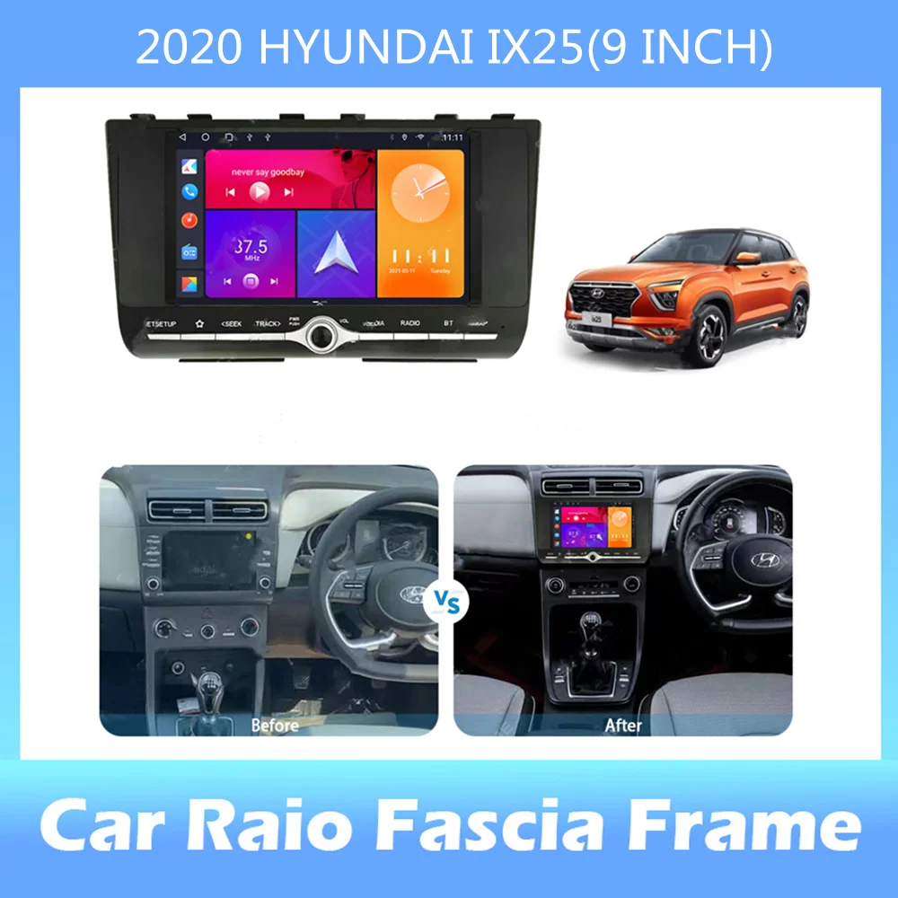 

9" 2Din Android Car Radio Fascia Frame Adapter Power Cable For Hyundai Creta 2 IX25 2020-2021 Mounting Facia Frame Kit