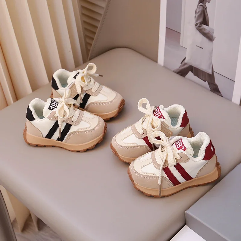 

Kids Running Shoes Toes Capped Striped Trendy Boys Girls Sneakers 2025 Spring Autumn New Children Fashion Casual Shoes Non-slip