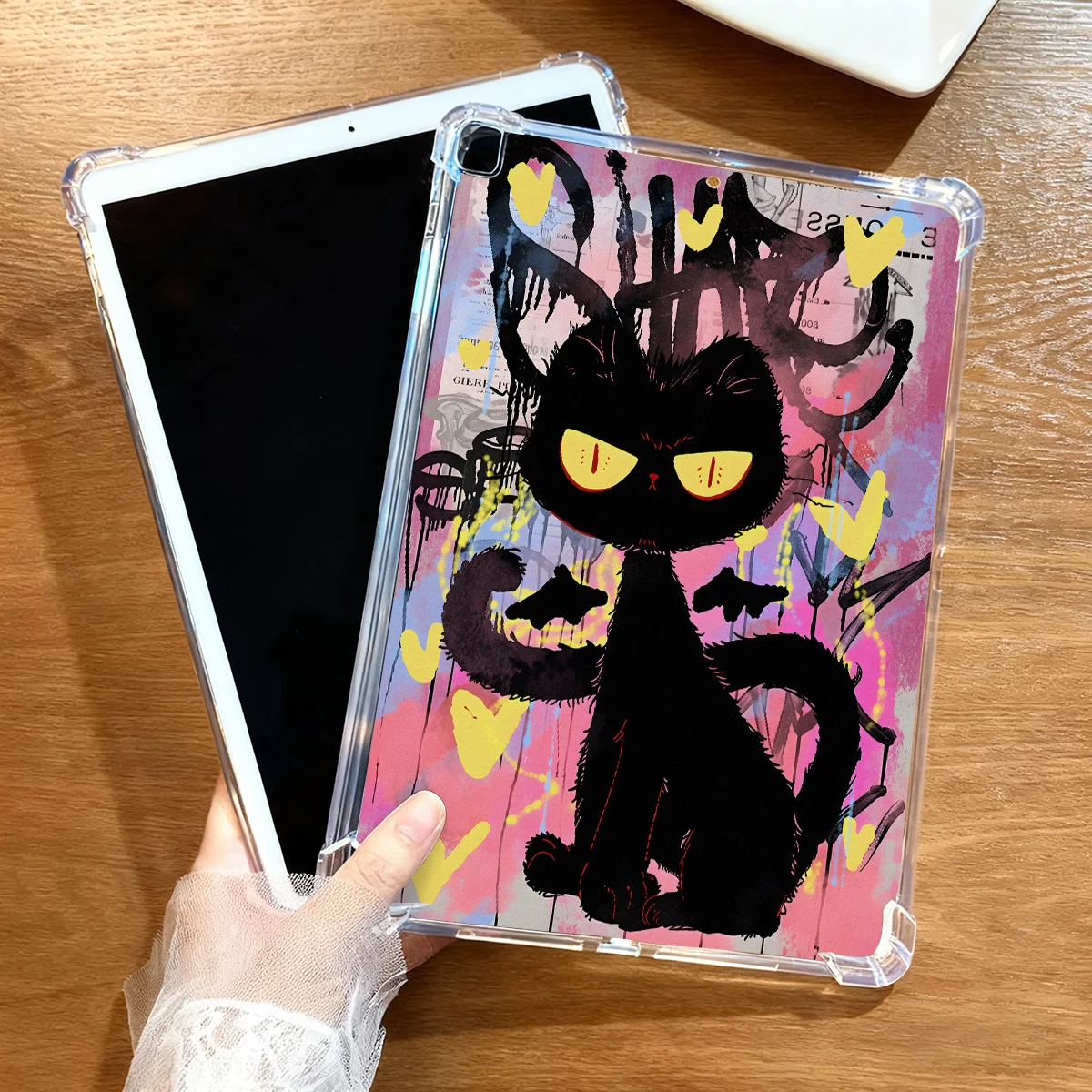 Cute Black Kitty Soft Case For iPad Pro 12.9 13 11 inch 9.7 Mini 7 6 5 4 3 2 iPad 11 10.9 6 5 10.2 4 3 2 Air 13 11 2 1 Funda