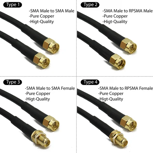 Imagen 2 del producto Cable RG58 SMA a SMA, puente de extensión macho a macho, Cable adaptador macho Pigtail, cable de antena mi SMA para antena WIFI 3G 4G GSM
