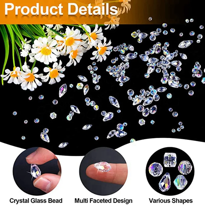 

600Pcs Glass Beads For Jewelry Making Crystal Beads With Container Box Bulk Glass Beads DIY Necklace Bracelet Earrings-AT35