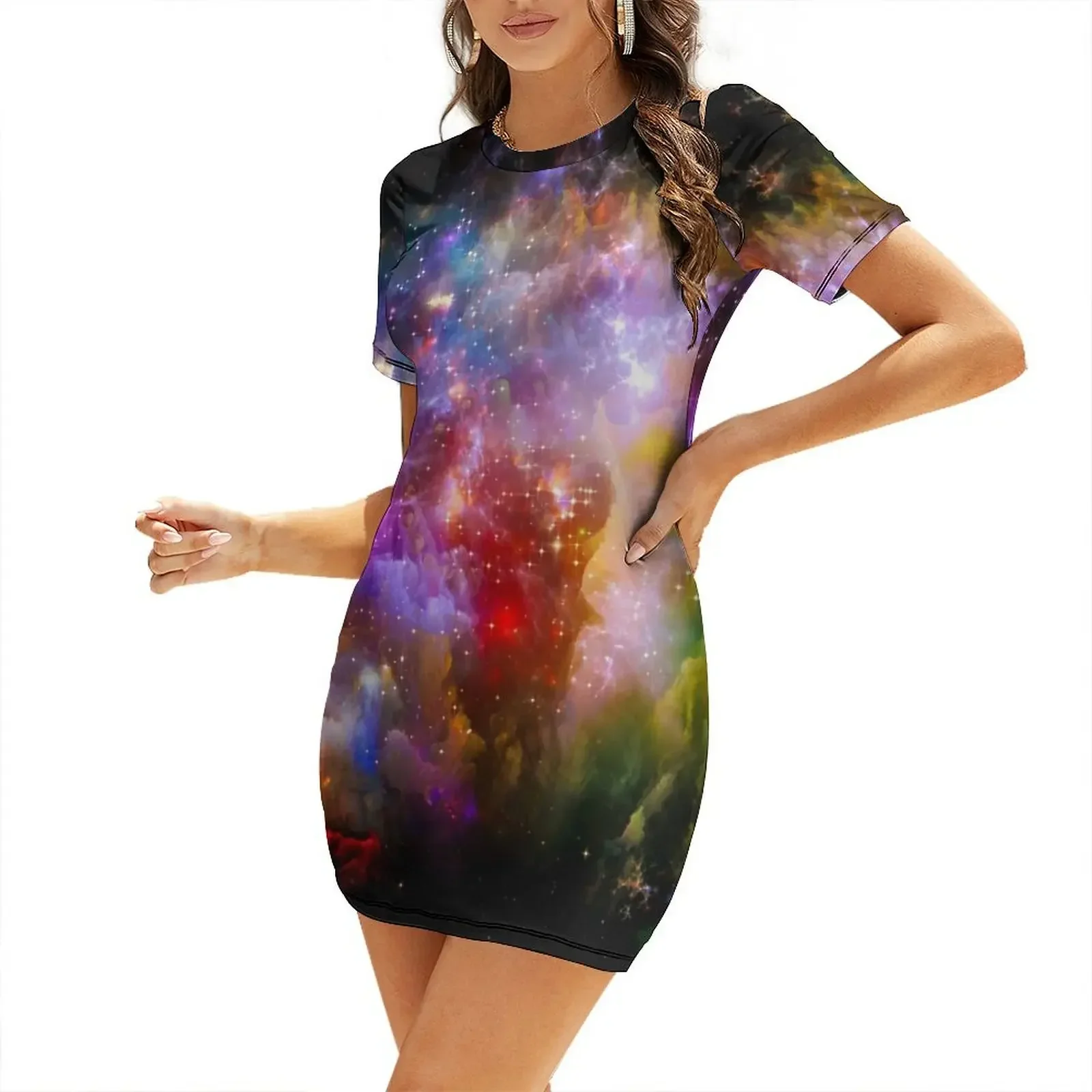 

Blacklight Colorful Trippy Neon Fluorescent Short-Sleeved Dress summer dresses ladies 2026 sexy dress Dress for girls