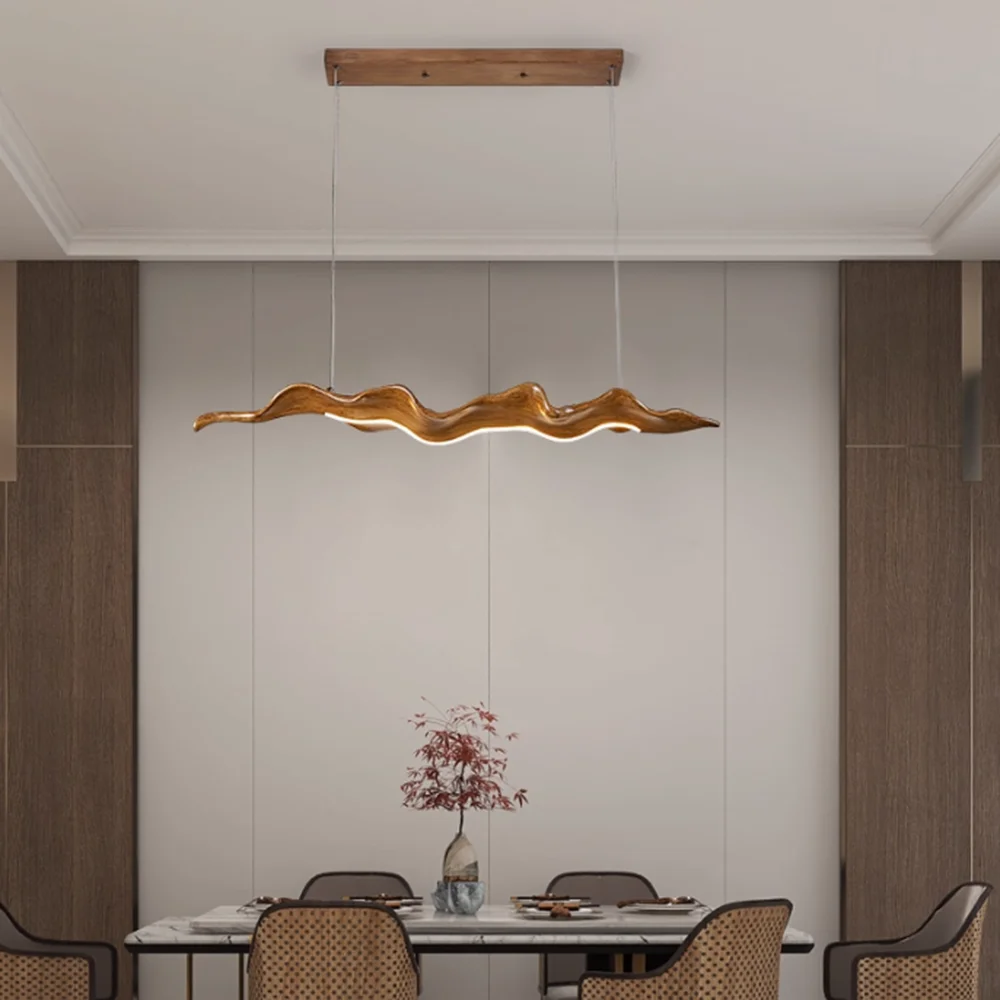 

One Leaf Ark - Resin LED Pendant Light with Three-Color Dimming Remote Control, Indoor Office and Home Decor Pendant Light