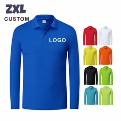 Quick-drying Mens Polo Shirts Custom Logo Breathable Casual Long Sleeve Polo Tee Personal Group Company Design Print Embroidery