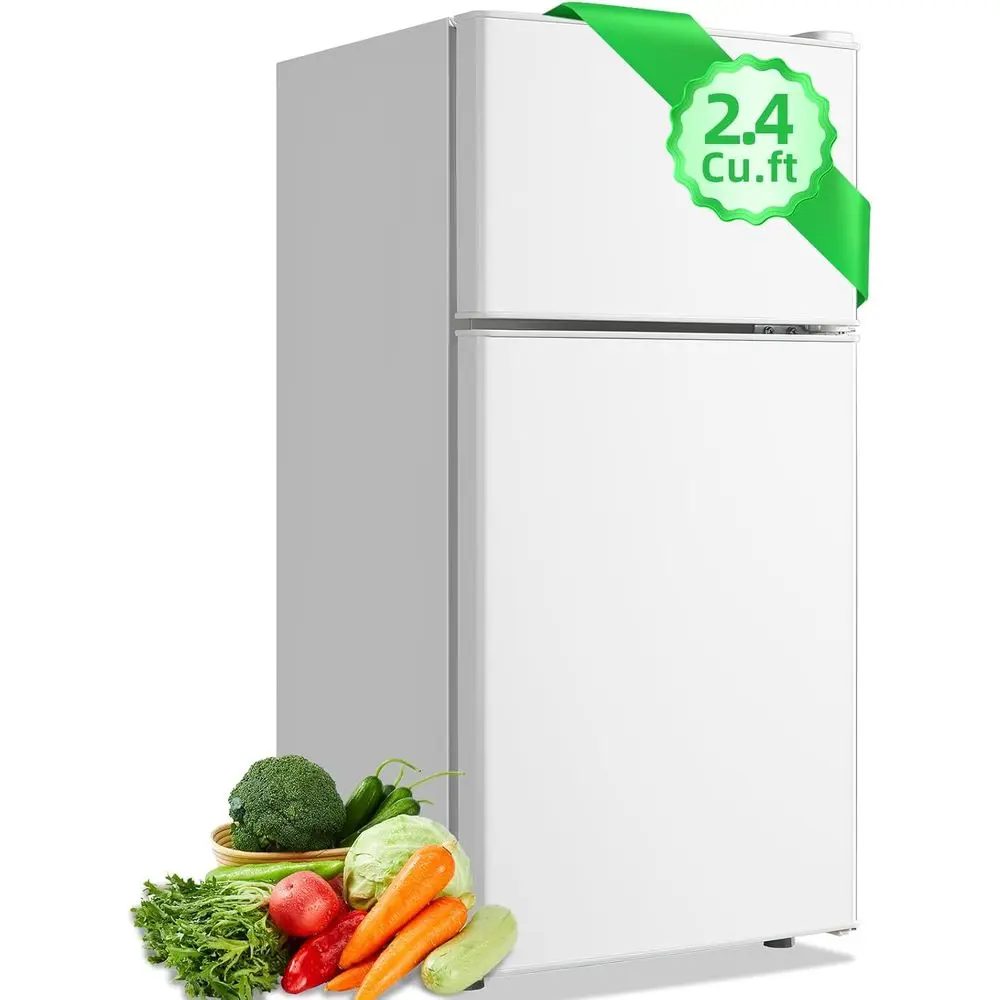Dual Door Compact Refrigerator with 7-Temperature Control, Egg Tray, Ideal for Personal or Dorm Use, White