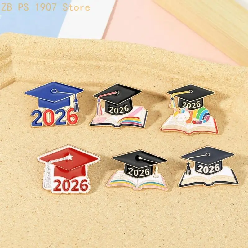 Elegant Book And Cap Design Alloy Brooch Corsage Pin For 2026 Graduates Commemorating Special Parties 55KA