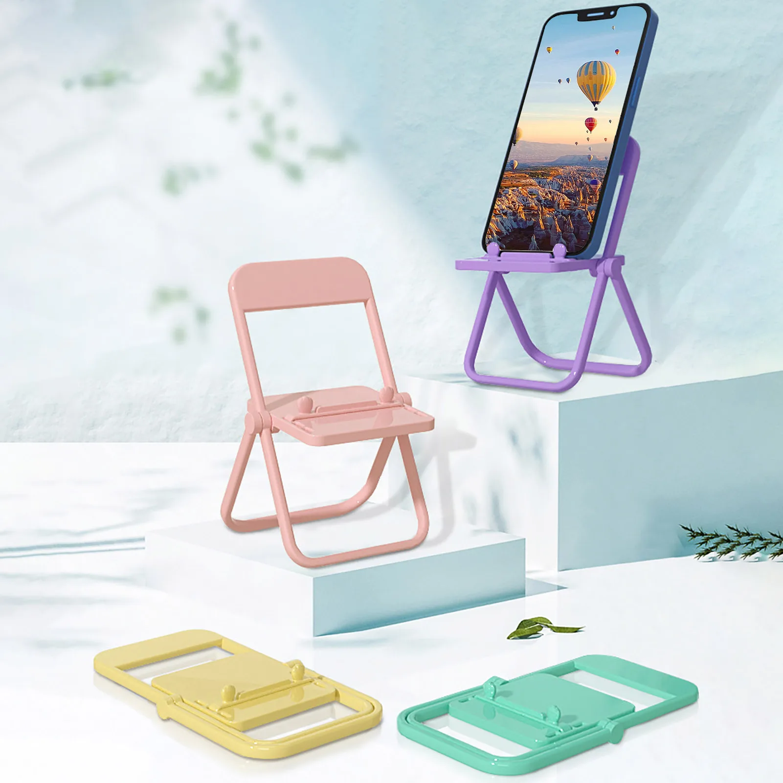 Macaron 4 Color Mini Chair Mobile Phone Holder Adjustable Desktop Mount Chair Shape Stand Foldable Shrink Ornament Decoration
