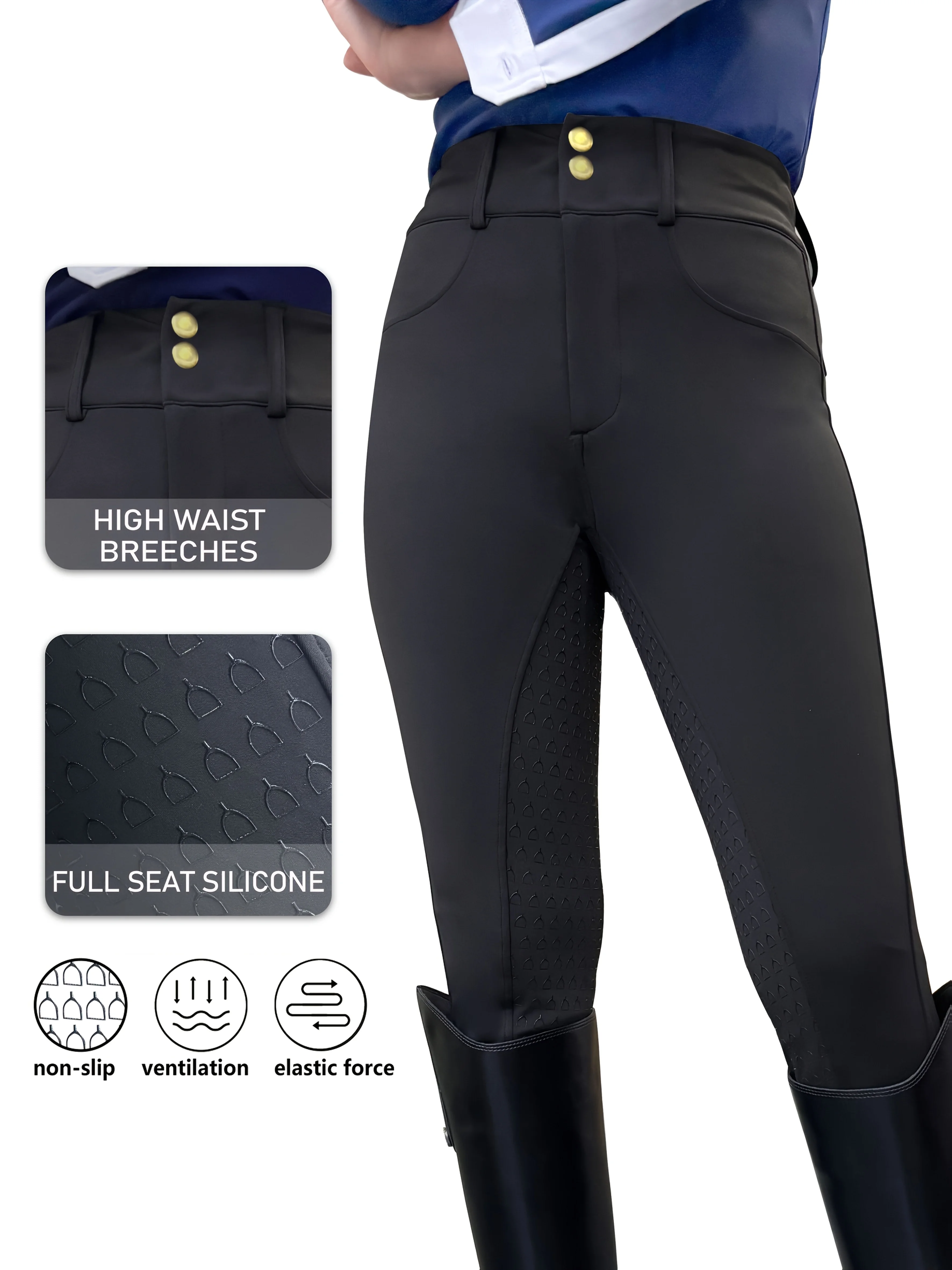 بنطال نسائي عالي الخصر بتصميم سيليكون مضاد للانزلاق، رفع الورك، ضيق، مع جيوب جانبية، قماش لجميع المواسم، مريح