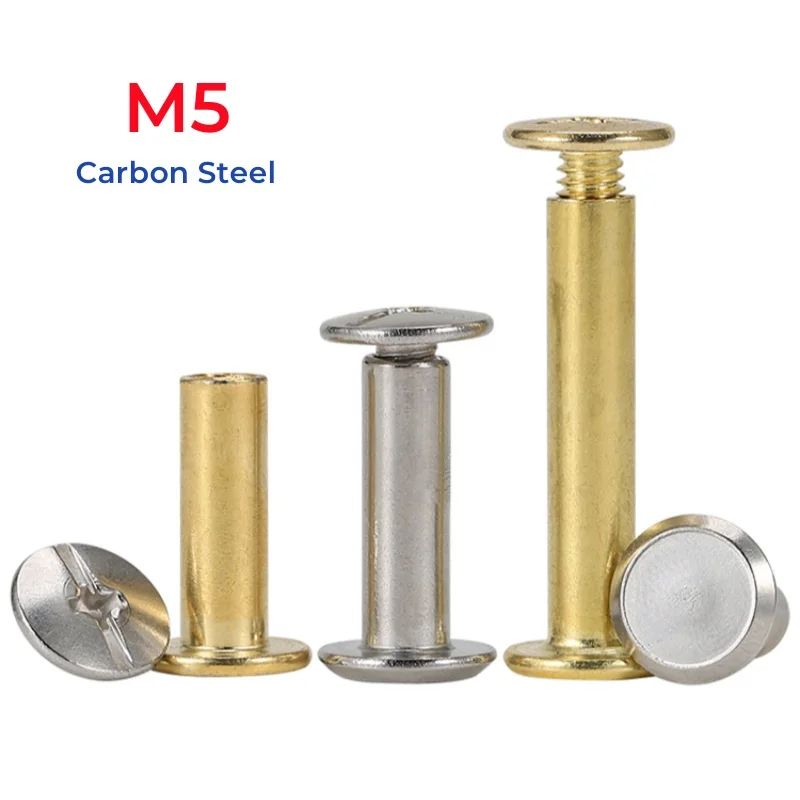 

M5 Carbon Steel Binding Screws Nail Rivet Studs Snap Rivets Books Butt Screw Photo Album Binding Screws