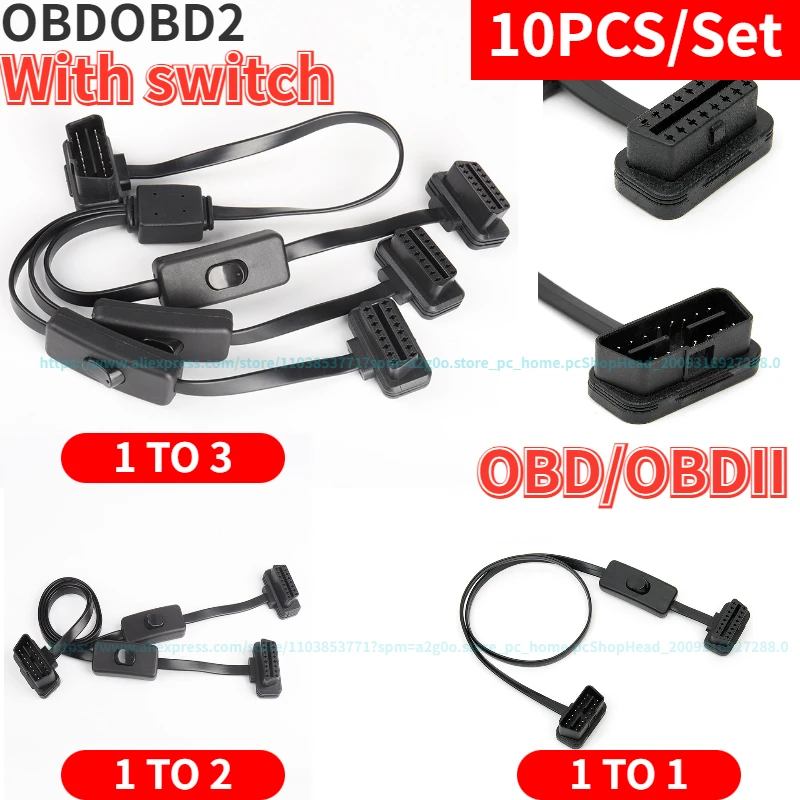 

Диагностический инструмент OBD2 1-1/2/3, 10 шт., с двумя портами