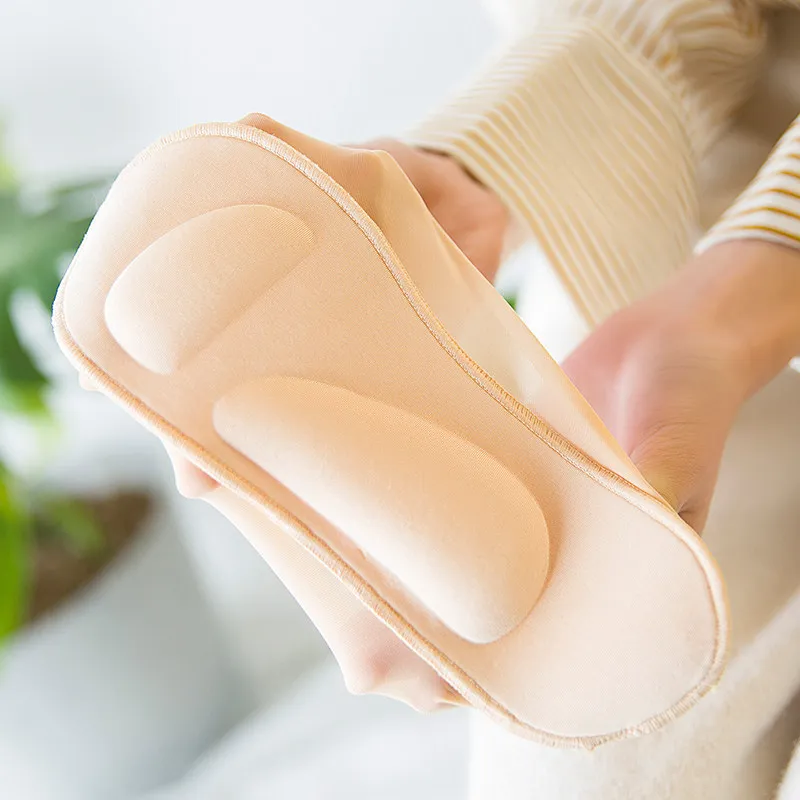 Women 3D No Show Socks Cushioned Sole Breathable Deodorant Invisible Socks with Stretch Arch Support Orthopedic Pad for Running