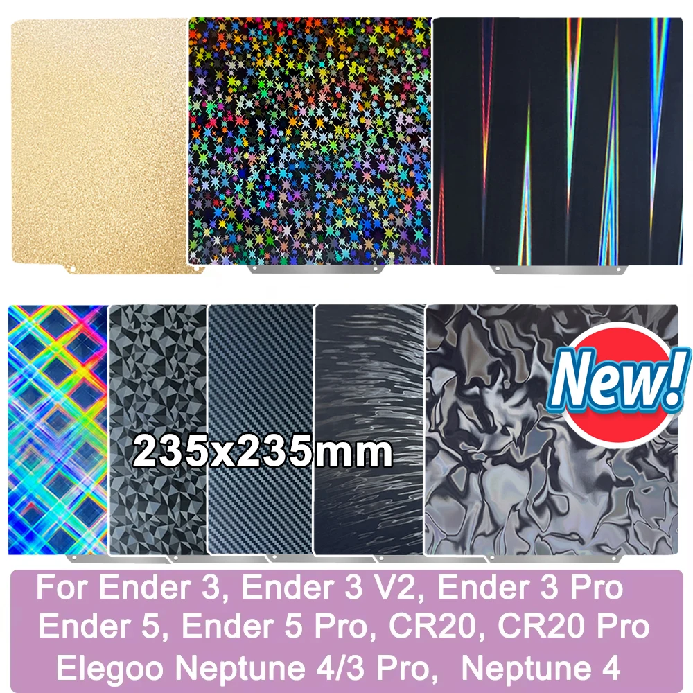 

Для Ender 3 PEI пластина двухсторонний лист для Ender 3 V2, Elegoo Neptune 4, Neptune 3 Pro, CR20, Ender 5, сборная пластина 235x235 мм