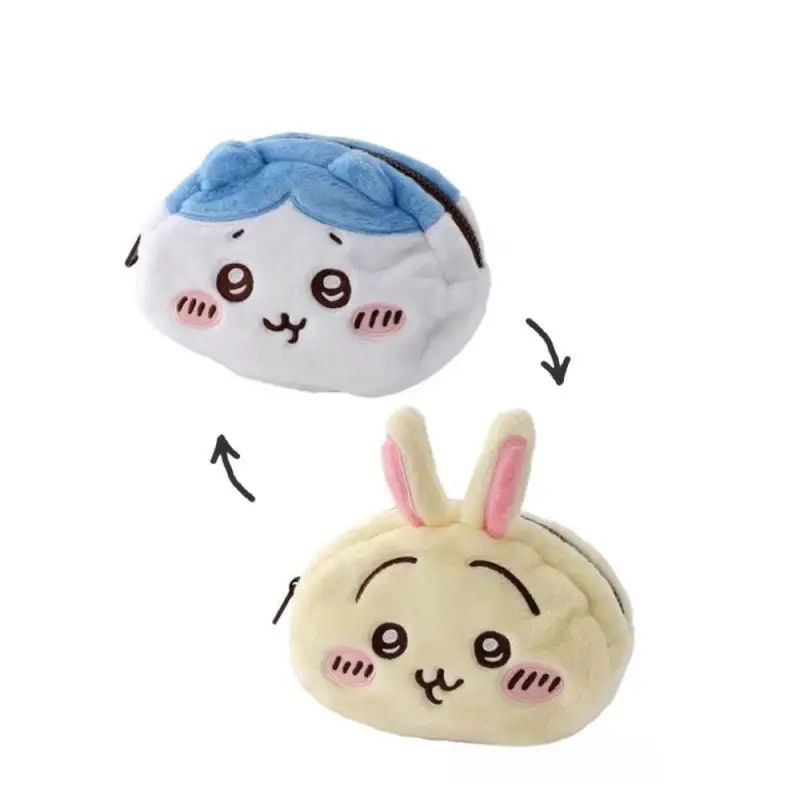 Chiikawa Double Sided Plush Pencil Case Cute Usagi Hachiware Largecapacity Makeup Coin Purse Storage Bag Kawaii Stationery Pouch