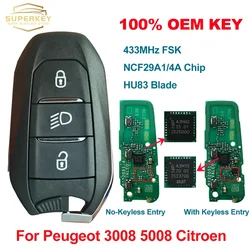 SUPERKEY-llave inteligente para coche, accesorio Original para PEUGEOT 208, 308, 3008, 5008, CITROEN C4, C3, Spacetourer, 314,85, 433MHZ, 4A, Chip, OEM, IM3A