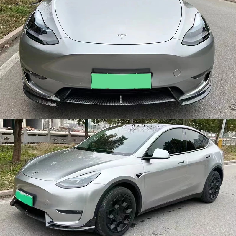 Model 3 Y AD Body Kit For Tesla Model 3 Y 2017-2023 Front Lip Glossy Black Sport Bumper Spoiler Model 3 Model Y Auto Accessories