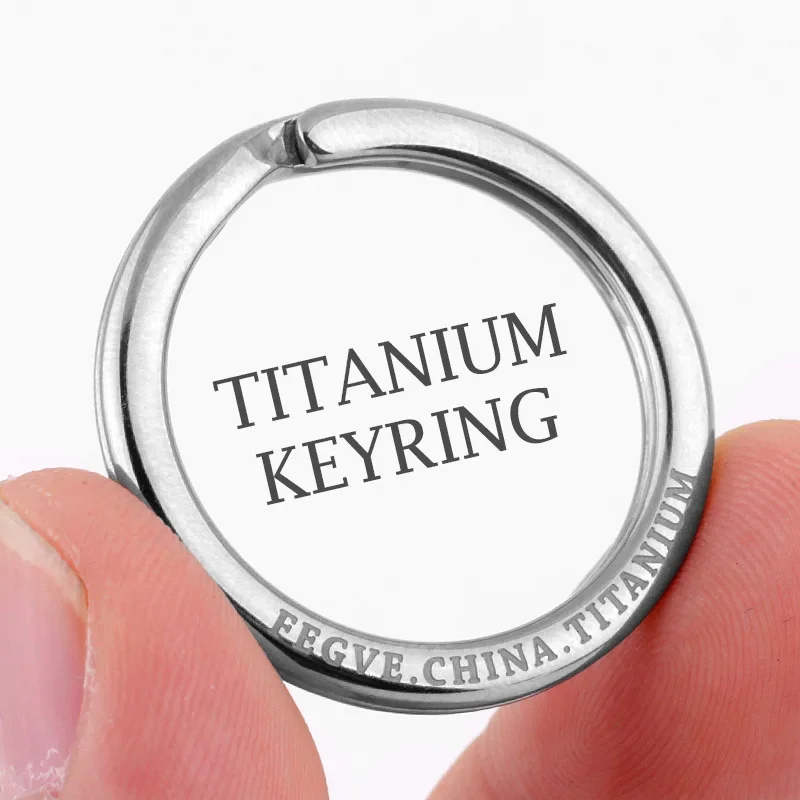 Real Titanium Men Keyring Flat Key Chain Rings Holder