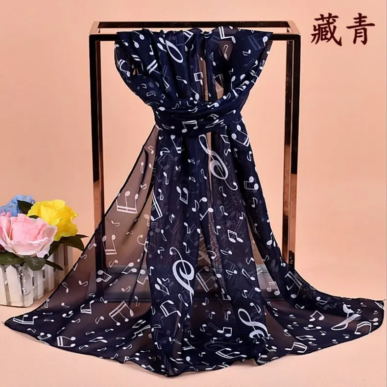 Damen 50 x 160 cm Schals mit Musiknoten-Aufdruck, Chiffon-Halstuch, weiche Schals, hochwertiges, fabelhaftes, elastisches Partygeschenk – Detail 3