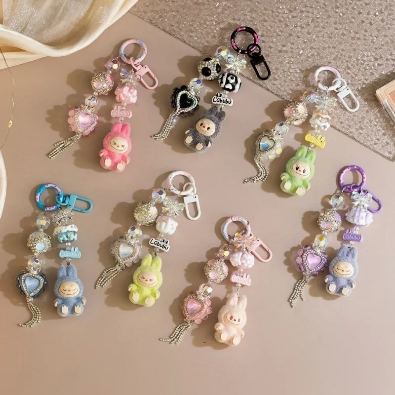 

New Cute keychain Doll Couple Keyring Kawaii Cartoon Bowknot Phone Chain Bag Heart Pendant Charm Backpack Decoration Gift