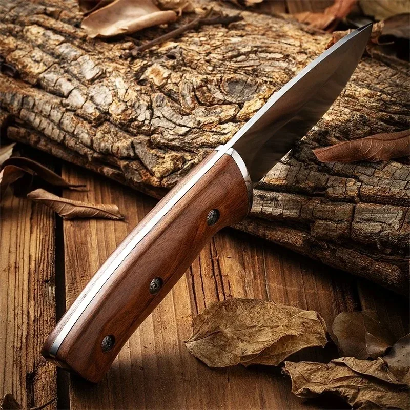 Gu Dao Outdoor Camping Hunting Knife Barbecue Knife Jungle Survival High Hardness Straight Knife Practical Multi purpose Knife