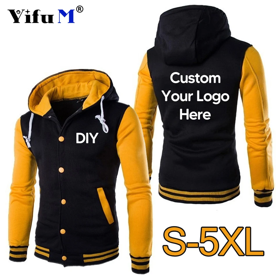 DIY Print Logo Autumn Fashion Men Custom Double Cardigan Sweatshirt Hoodie Jacket Hoodies Jacket Sportswear Male Hoodie Clothing