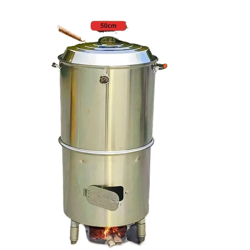 Sausage Smoke Stove Household Stainless Steel Firewood Smoked Bacon with Lid Double Layer Durable Thickened BBQ Lamb Chops