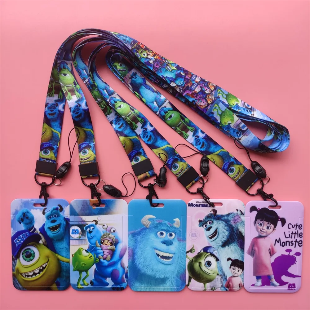Disney Monsters University Men\'s Plastic Anime ID Card Holder Fashion Badge Sliding Work Name Tag Bus Lanyard Card Holder
