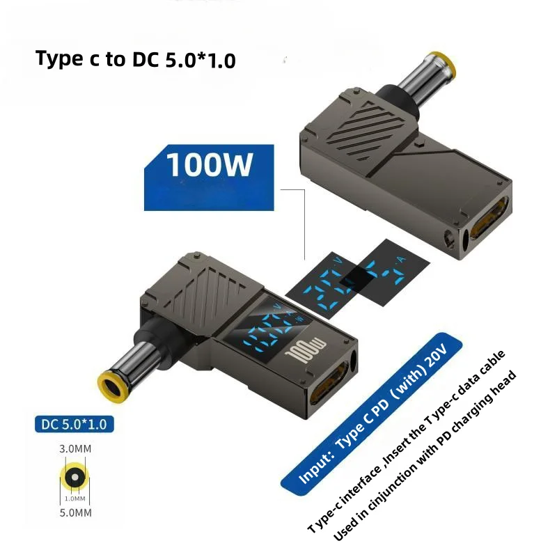 PD100W Typ-C zu DC Stecker Konverter USB C zu Laptop Lade Adapter Power Ladegerät Anschluss Spitze für Lenovo Asus HP Dell Samsung