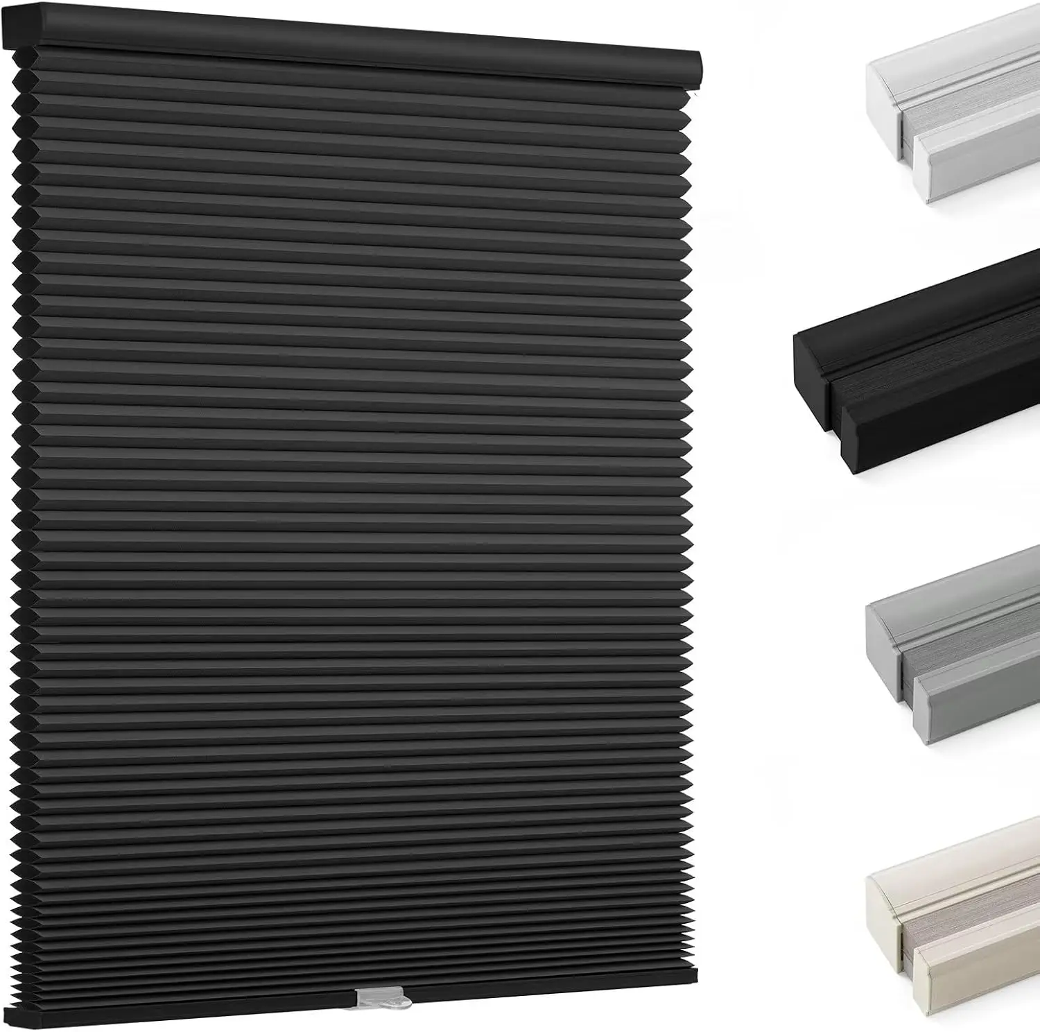 Wholesale Best Quality  Aluminum Top And Bottom rail Thermal Insulation Blackout Black Honeycomb Blinds For Window