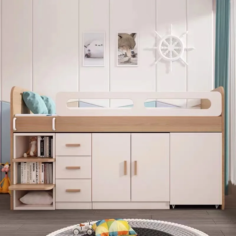 Children's bed half-height bed, desk wardrobe integrated multi-functional combination