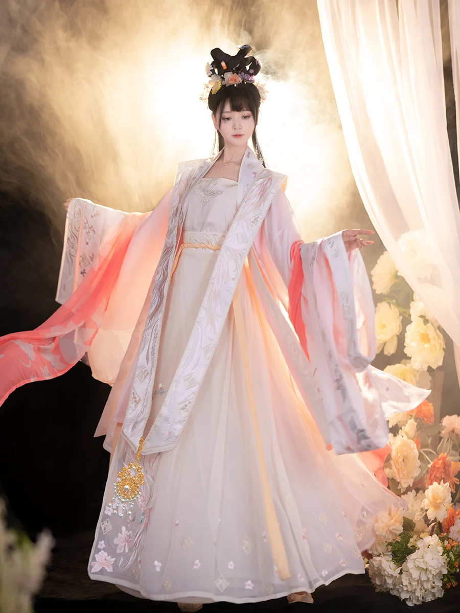 

Комплект из длинной вышитой блузки и юбки Song Dynas Sle, женский традиционный китайский костюм Ханьфу от Rumei Nis