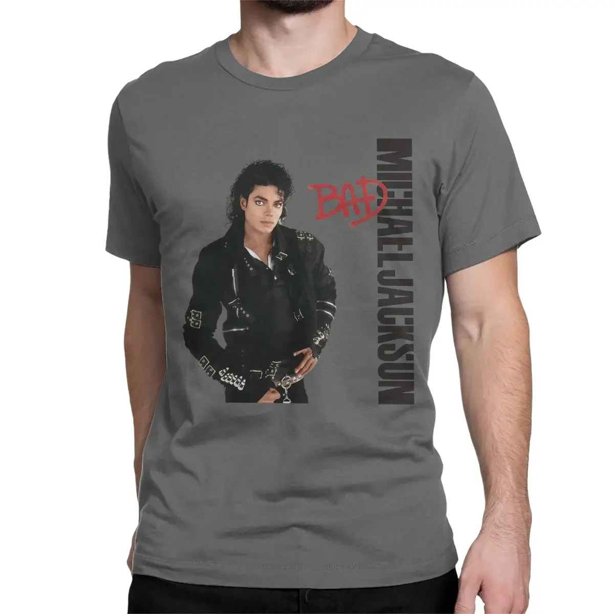 Crew Neck Michael Jackson Tee Shirt Short Sleeve Clothing BAD Pop Music Album Dancer T Shirt for Men Women Cotton  T-Shirt