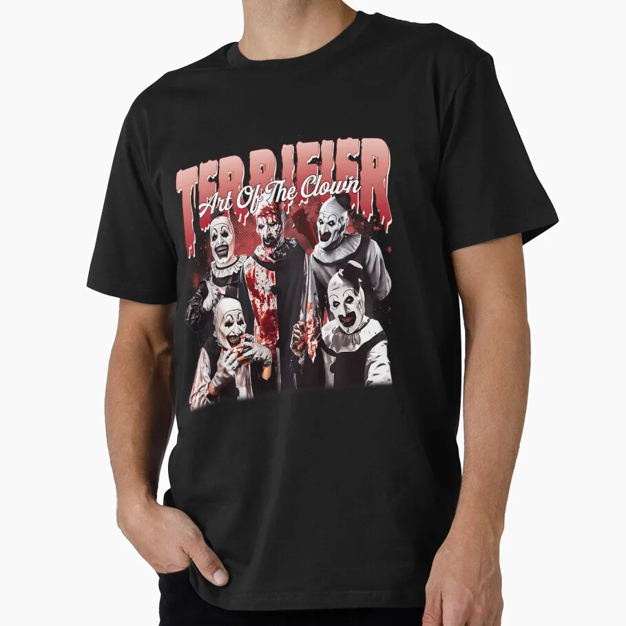Retro Horror Movie Terrifier Art The Clown Killer Scary Halloween Gift T Shirt 0807 Short Sleeve Graphic clothes All size tops