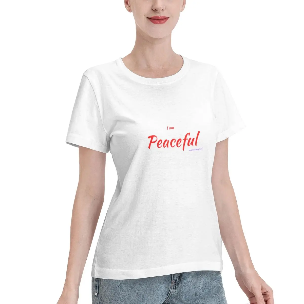 Bargain Price I Am Peaceful Positive Affirmation Series Women's T-shirt Vacation Ladies Tee