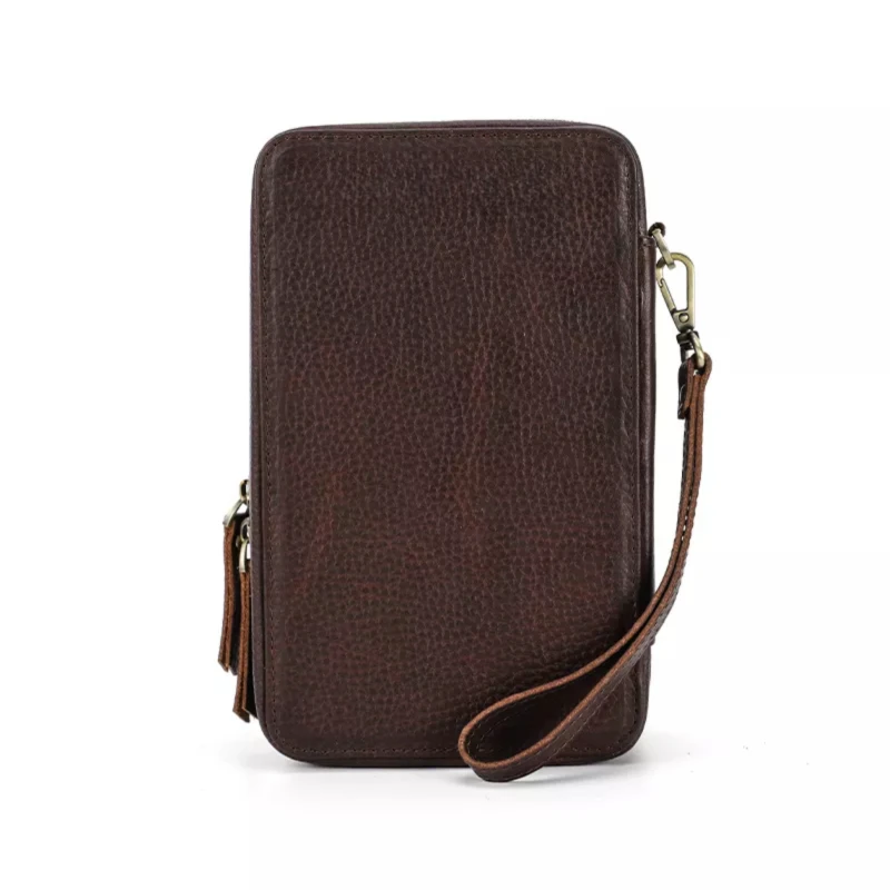 Portable Tech Accessories Case Handmade Genuine Leather Electronic Travel Cable Organizer Bag Pouch for Apple Pencil Charger