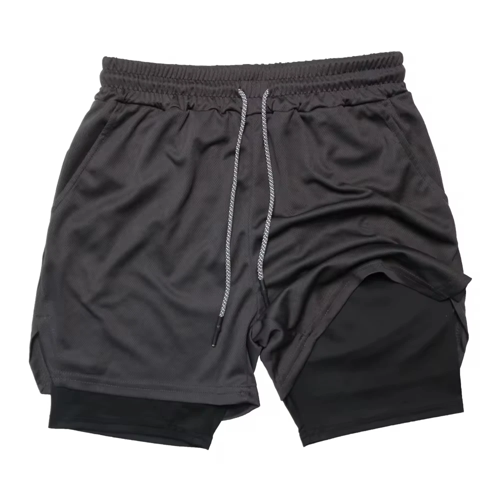 Men\'s Outdoor Cycling Sports Shorts Summer Breathable Quick-drying Shorts Sportswear Double-layer Two-in-one Casual Shorts M-3XL