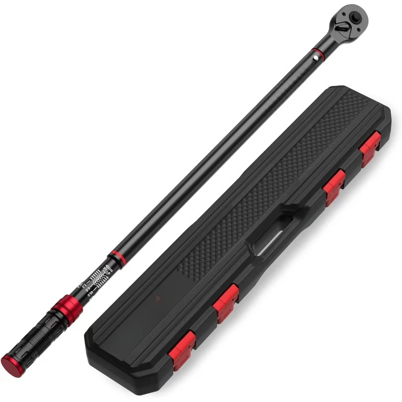 Dual-Direction Adjustable 48 Tooth 100-700ft.lb/135.5-948.5Nm, Drive Click Torque Wrench with Buckle for Car,