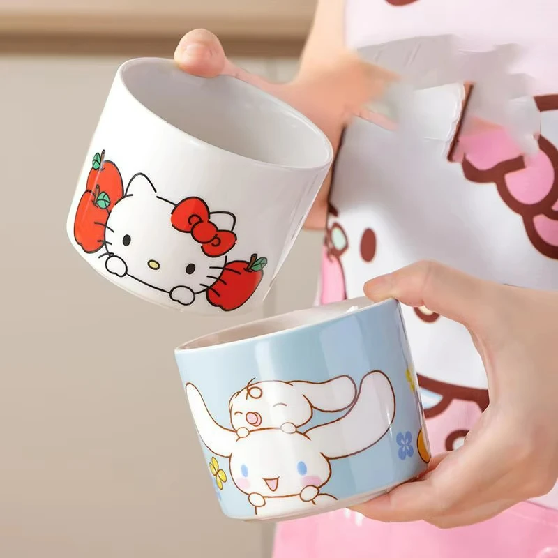

Cinnamoroll Bowl Cartoon Household Rice Bowl Hello Kitty Y2K Tableware Bowl Soup Bowl Breakfast Oat Fruit Salad Bowl Gifts Girls