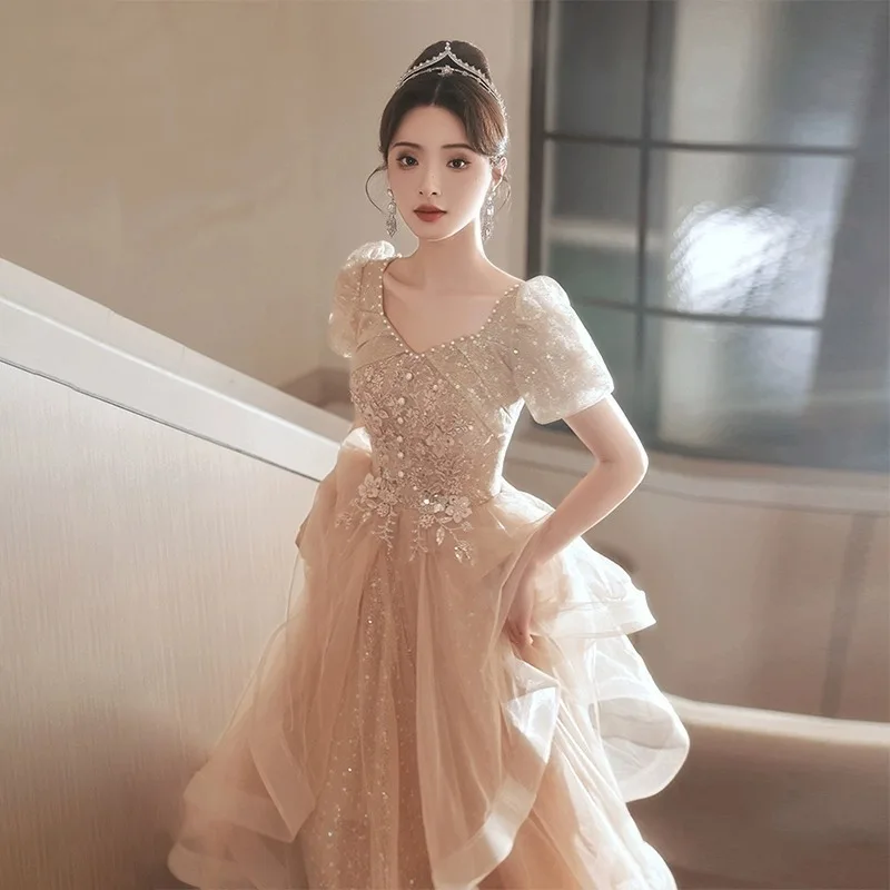 Fashion Evening Dress Cosplay Costumes Female Banquet Advanced Light Luxury Niche High-end French Coming of Age Ceremony Host