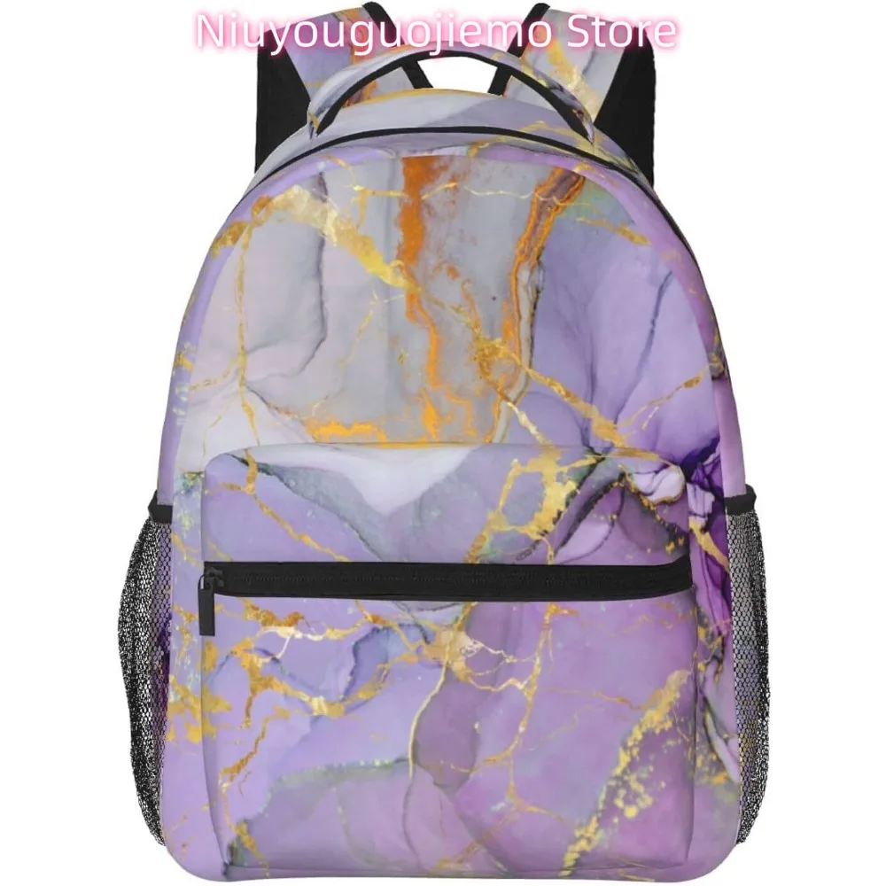 

Purple Marble Texture Lightweight Laptop Backpack Lightweight Multipurpose Travel Casual Daypack Unisex College Backapcks for Me