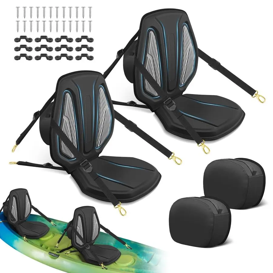 

Kayak Seat with Back Support Universal Thicken Cushion Paddle Board Seat with Storage Bag for SitonTop Kayak, Inflatable Kayaks