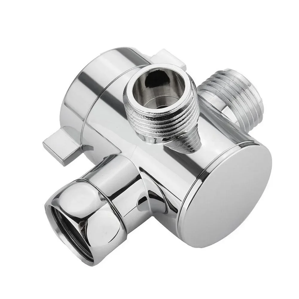 1/2Inch Shower and Bathroom Faucet Three Way T-adapter Silver White Polished for Toilet Bidet Shower Head Diverter Shower Faucet