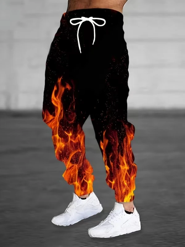 Autumn Winter Men Jogging Pants Skull 3D Printing Elastic Waist Drawcord Loose Casual Sports Pants