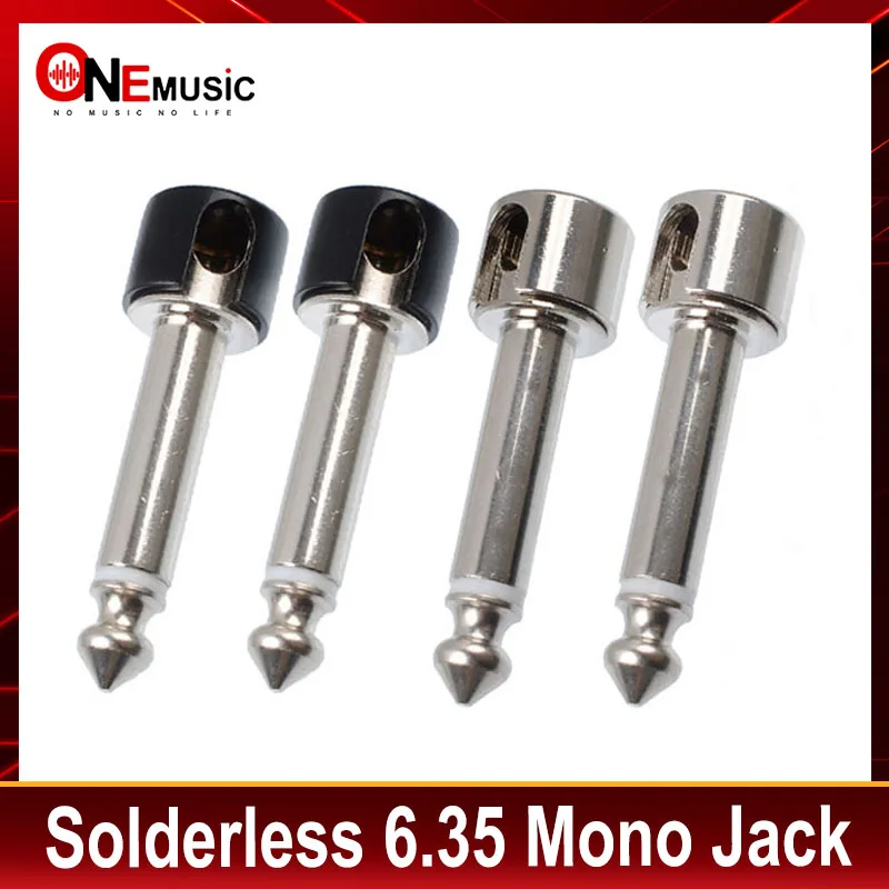 12Pcs DIY Straight Audio Solderless 6.35 Mono Jack Solder Free Jack Guitar Effect Connector Chrome-Black