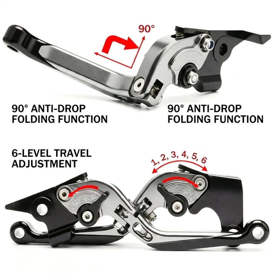 Suitable for Kawasaki ZX7R/ZX7RR 1996-2003, motorcycle handlebars, brake clutch levers, folding anti fall brake levers view 5