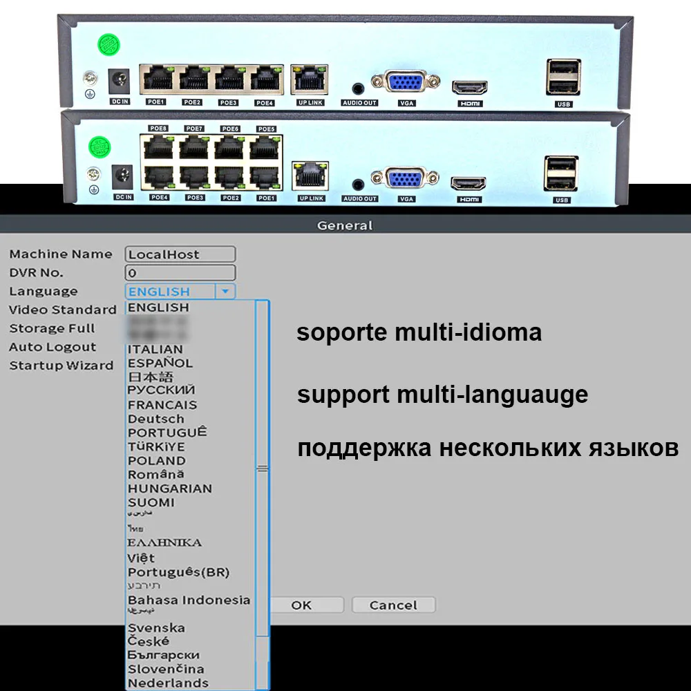 CCTV NVR POE 4CH 8 Channel Xmeye Network Video Recorder Support Onvif P2P For 4K 8MP 5MP 1080P 720P Surveillance POE IP Camera